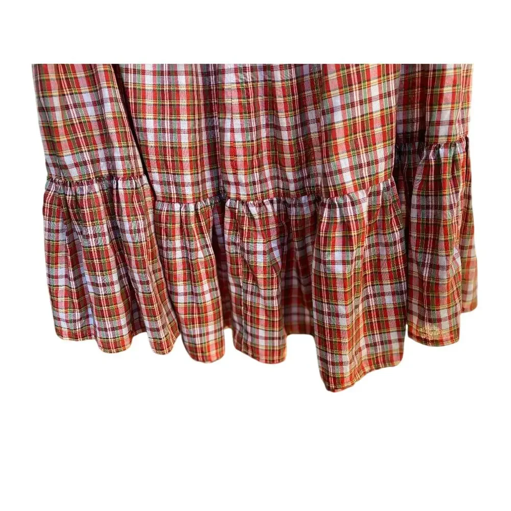 Vtg Western Prairie Red/Wht Check Blouse Skirt Set Boho Western days, Costume,